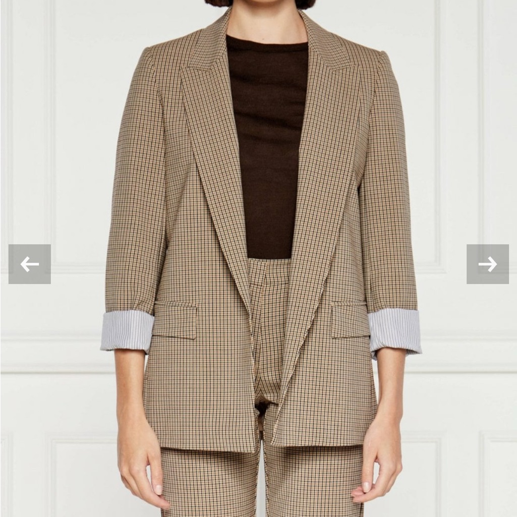 Marella Max Mara Mirna Open Front Stretch Blazer Checkered Size Us8 $515